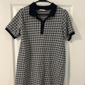 Zara Knit Polo Dress (Black & Cream)